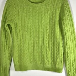 Ralph Lauren Bright lime Green Cashmere Cable Knit Sweater